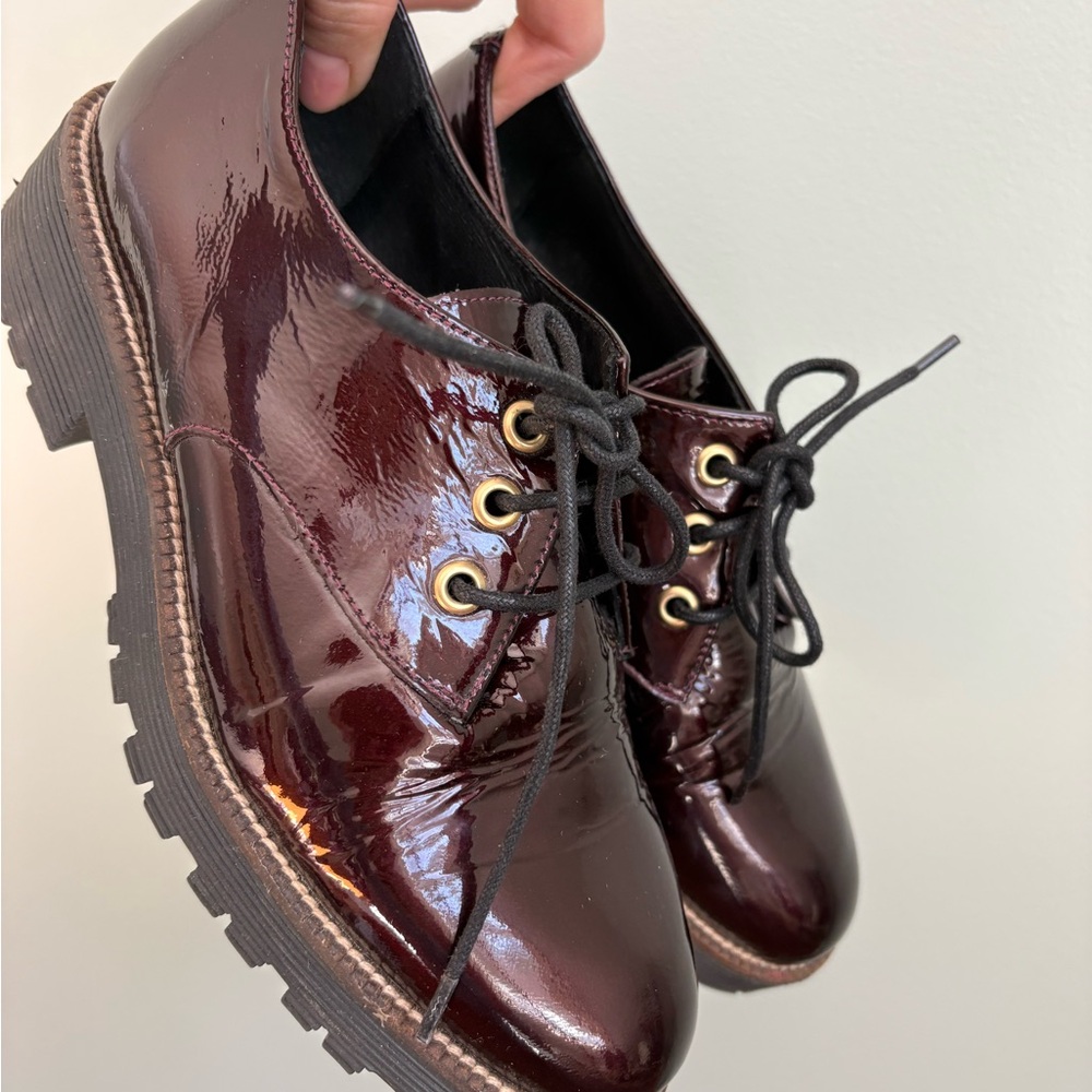Shellys London Glossy Dark Red Oxfords